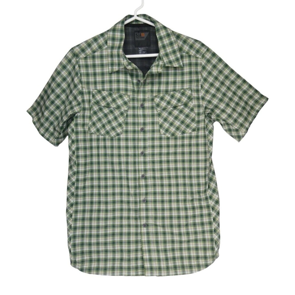 5.11 Tactical Shirt Men's Small Green Plaid Short Sleeve Button Up Snap Workwear